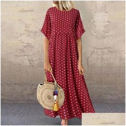 Vestidos casuales básicos boho maxi vestido vintage de verano media manga suelta talla de talla grande hembra gran swing swing dhycm entrega dhycm