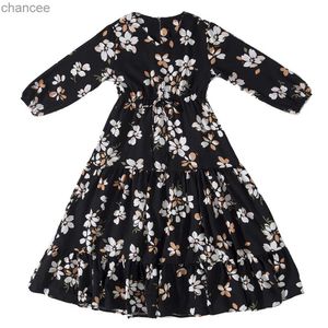 Vestidos casuales básicos Niño musulmán Abaya Estampado floral Niños Niñas Vestido largo largo Turquía Kaftan árabe Fiesta islámica Vestido de vacaciones Dubai Robe Jilbab 2-12Y LST230904