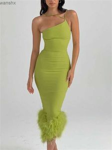 Basis Casual jurken Chronstyle elegante veer zoom midi -jurken voor vrouwen zomer mouwloze feestclub asymmetrische riemjurk vrouwelijk Vestidos 2022L2404