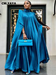 Basic casual jurken cm yaya elegante vrouwen satijn maxi lang losse gewaad longue mousseline femme streetwear big swing jurk vestidos 230522
