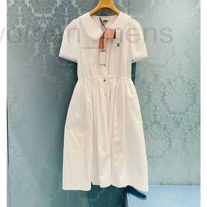 Vestidos casuales básicos Diseñador 2023 Verano Nuevo estilo marino francés Muñeca Cuello Academia Cintura alta Slim Sweet Fresh Vestido de manga corta para mujeres J7JT