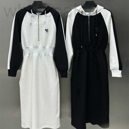 Robes décontractées de base Designer 2024 Début du printemps Nouveau Nanyou Pra Lettre de mode Imprimer Contraste Taille Pull à capuche Jupe longue P6BA