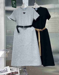 Robes décontractées de base Designer 2024 Été Nouvelle robe à manches courtes avec ceinture Créateur de mode T1MH