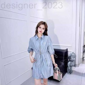 Basic Casual Dresses Designer 2024 Zomer Dames Blue Letter Afdrukken Solid Drawing Casual Short Dress Q92i