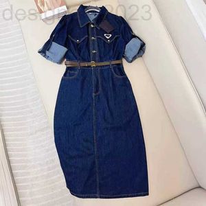 Basic Casual Dresses Designer 24 Spring Product Triangle Label Puur katoen gewassen denim katoenen stof zachte en comfortabele denimrok