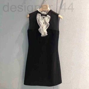 Basic Casual Dresses Designer Ack Dress Heprn Style Small La Twork Collar Lerity Slveless Vest Rok Suer D53s