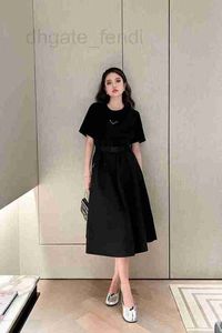 Basic Casual Dresses Designer Brand High-End Round Round Necked Diamond Inlaid Dress For Women's Summer Nieuwe Collection Taille Slimming grote geplooide lange roktrend 0qff 0qff