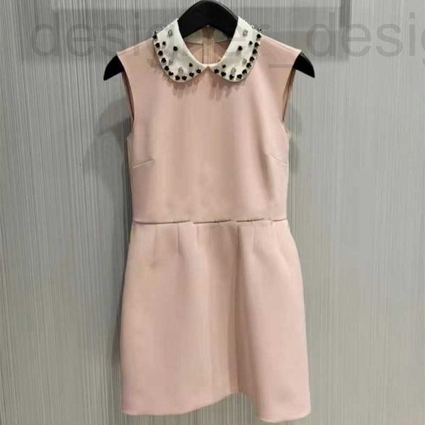 Vestidos informales básicos Marca de diseñador Miu Love Incrustación de diamantes Cuello de muñeca Vestido sin mangas Diseño Sentido Celebridad Camiseta sin mangas Falda empalmada Una línea Verano Nuevo estilo FQDB