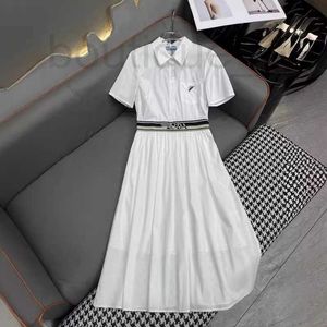 Vestidos casuales básicos Marca de diseñador Primavera / Verano Nuevo Nanyou Pra Elegante y estilo Letra Tejiendo Cinturón Cintura Contraste Color Flip Collar Camisa Vestido de manga corta BG4X