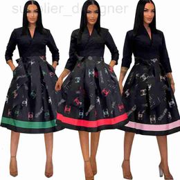 Basic Casual Dresses Designer DD0029 Damesmode en elegantie Geplooide rok Hoogwaardige Elastische riem Middenlengte Swing F7iy