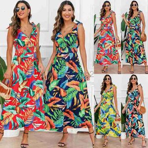 Robes décontractées Robe de créatrice Hawaiian Beach Jupe Summer Summer Imprimé Robe Femme Robe de femme Plus taille longue