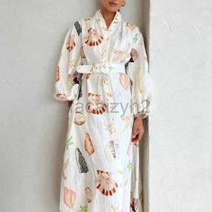 Basic Casual Dresses Designer Dress Long Casual Lantern Sleeve Cardigan Casual Fashion bedrukt shirt voor vrouwen