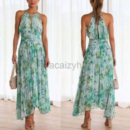 Vestidos casuales básicos vestidos de diseñador de verano para mujeres colgando mangas sin mangas en vestino estampado gran swing largo vestido largo
