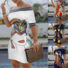 Basic Casual Dresses Designer Dress Dress Women's One Shoulder Digital Printing Slim Fit Sexy POUNDER ROUK VOOR DRUMEN