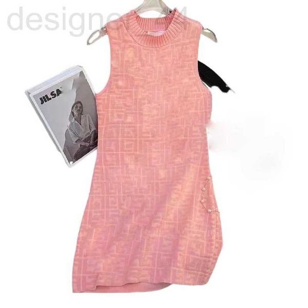 Vestidos casuales básicos vestidos de diseñador para mujer Vestido de diseñador Vestido de tejido de punto básico versátil de verano, cuadros rosas KO0D