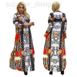 Designer de robes décontractées de base J2892 Summer et automne pour femmes Nouvelles mode riches riches à manches longues imprimées grandes jupe ZFQS