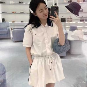 Basic casual jurken Designer lente en zomer nieuwe reversstrepen kleurcontrast tekenen touw stropdas miao girl age academy marine overvloedige shirt jurk