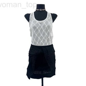 Basic Casual Dresses Designer Lente/zomer Nieuwe Hollow Knitted Jacquard Vest Jurk voor dames tonen dezelfde editie South Oil Goods 1 cmq