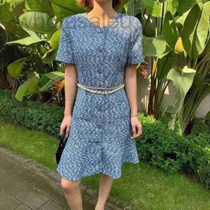 Basic Casual Dresses Designer lente/zomer nieuwe ch vrije ronde nek zware industrie ketting riem veelzijdige kleine en populaire jurk 10wd 10wd