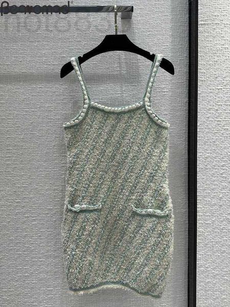Robes décontractées basiques Designer Summer Fashion Vintage Striped Print Spaghetti Strap Pencil Mini Dress Women's Square Collar Loose Waist C1XQ