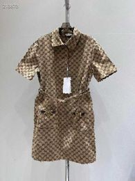Basic Casual Jurken Designer Tailleband Jurk Slank Temperament Klassiek Nieuw Jacquard POLO-jurk met korte mouwen voor dames