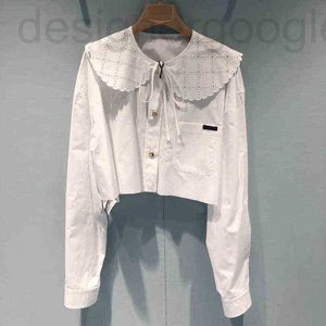 Vestidos casuales básicos diseñador camisa blanca cuello de muñeca bordado manga larga corto versátil niña top primavera nuevo AW2Y