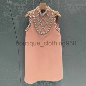 Basic casual jurken Designer Damesjurk Chunxia Zware industrie Diamant inbedding Jurk luxe mouwloze ronde nekjurk, A-lijn rok voor damesrok