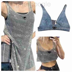 Basic Casual Robes designer Femmes Brillant Strass Robe Sexy Crop Top Gilet De Mode Denim Soutien-Gorge Tops Sans Manches Sling Gilets Femme IKN1