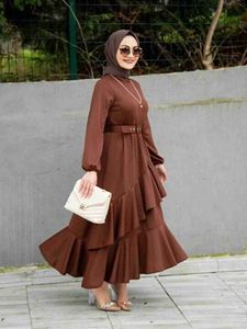 Robes décontractées de base Eid Party Slim plissé Abaya Femmes modestes Casual Long Dress Kaftan Trkiye Dubai Islamic Arab Robe Kaftan Vistados Ramadan C240411