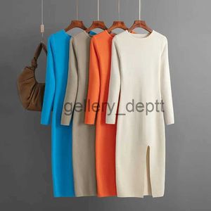 Robes décontractées de base Robe élégante automne hiver nouvelle robe tricotée coupe ajustée pour les femmes vêtements intérieurs et vêtements d'extérieur à manches longues robe pull serrée aux hanches J230928