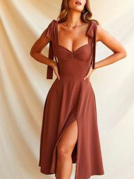 Robes décontractées de base élégant Long Slip femmes été robe mi-longue sans manches dos nu Corset dames coréennes 2023 femmes Vestidos 230621