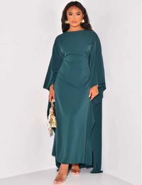 Robes décontractées basiques Élégant col rond chauve-souris Sle Comte robes femmes mode robe de soirée ample Chic Simple couleur de base solide décontracté longue RobeC24315