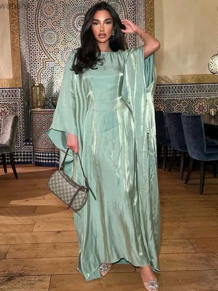 Robes décontractées de base Robes de bal élégantes en satin satin arabe saoudie simple robes de bal Femmes manches complètes une robe de soirée robe femelle robes formelles
