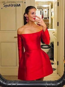 Robes décontractées de base Mode rouge épaule mini robe à bulles femmes sexy sans bretelles longue Slve moulante robes de bal 2024 dame soirée robe T240330