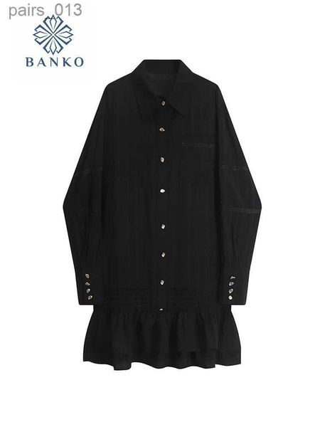 Robes décontractées de base Mode femmes robe trapèze japonaise une pièce robes couleur unie doux simple boutonnage automne hiver YQ231025