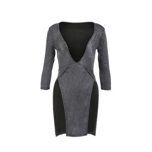 Basic Casual Jurken Mode Dames Party Mini-jurk Lange mouwen Diepe V-hals Bodycon Clubwear Drop Levering Kleding Dameskleding Dhr7H