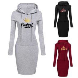 Basic Casual Jurken Mode Dames Sweatshirt Zak Capuchon Casual Jurk Effen Mini Jurk Met Lange Mouwen Kleid S-3XL T230825