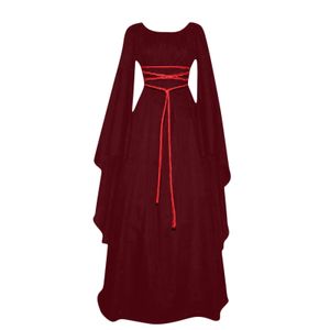 Robes décontractées de base Robe femme Vintage Halloween Cosplay Costume Sorcière Robe Gothique Ghost Up Party solide Mariée Médiévale 230920