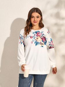 Robes décontractées de base Finjani Plus Sweatshirts Sweats Sweat Floral Print Drop Boodie Automne Hiver Vêtements pour femmes Top 230811