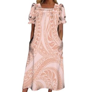 Robes décontractées de base Haii robe de banquet élégante robe polynésienne pour femmes personnalisé été court Sles col bas longue robe C24315