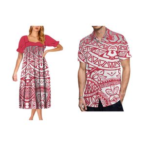 Eenvoudige casual jurken Hoge kwaliteit op maat gemaakte Micronesische lange jurk Oversized damesjurk Vierkante hals Gezwollen korte sle-jurk met printC24315