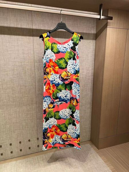 Robes décontractées basiques HAUTE QUALITÉ est Holiday Fashion Runway Sexy Women's Flowers Printed Dress Midi Empire Ladies Vintage Dress 230620