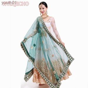 Basis Casual jurken Indian sari sjaal mesh borduurwerk etnisch India Pakistan kleding zijden headscarf moslim shl hijab sjaals vrouwen (alleen dupattas) yq240402