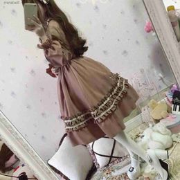 Robes décontractées de base Japonais gothique Vintage Lolita robe de soirée femmes noir marron coton à manches longues doux élégant soirée princesse douce 2024 YQ240110