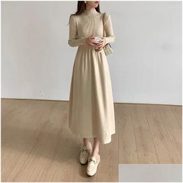 Robes décontractées de base pull tricoté pour femmes vêtements de fête à moitié col roulé à col roulé hiver 2023 robe midi