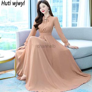 Basic Casual Dresses Korean Vintage Solid Maxi Dress Spring Autumn Black Casual Beach Midi Dress 2024 Women Party Bodycon Long Sleeve Night Vestidos 240419