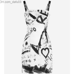 Vestidos casuales básicos Vestido de diseñador de marca de lujo Minifalda de moda dg Vestido con estampado de graffiti Transpirabilidad de secado rápido Ropa de mujer estadounidense Z230726