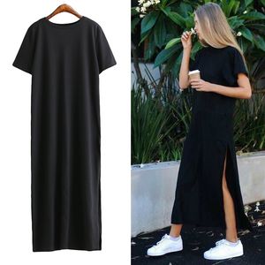 Basic Casual Jurken Maxi T-shirt Dres Zomer Strand Sexy Elegant Vintage Boho Feest Lang Zwart Bodycon 2023 230705