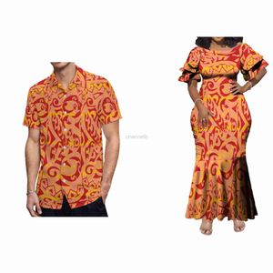 Basis Casual jurken Nieuw aankomsten Blaadhuls Lange Fishtail -jurken Women Elegant aangepaste Samoa Polynesische tribale gedrukte zeemeermin avondjurk 2024 240419