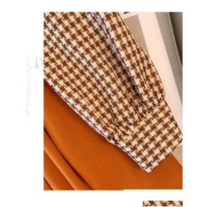 Vestidos casuales básicos nuevos otoñales altamanos franceses pequeños estilo fragancia vestidos de mosaico de lana mujer de manga larga falso 2024 d dhoif